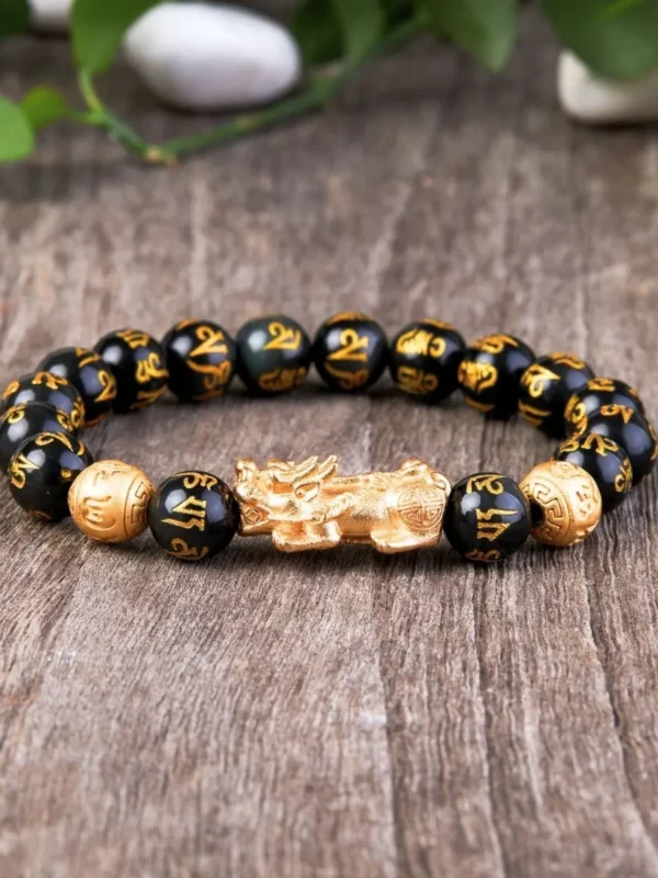 Feng Shui Bracelet - Pixiu Black Obsidian Bracelet for Wealth