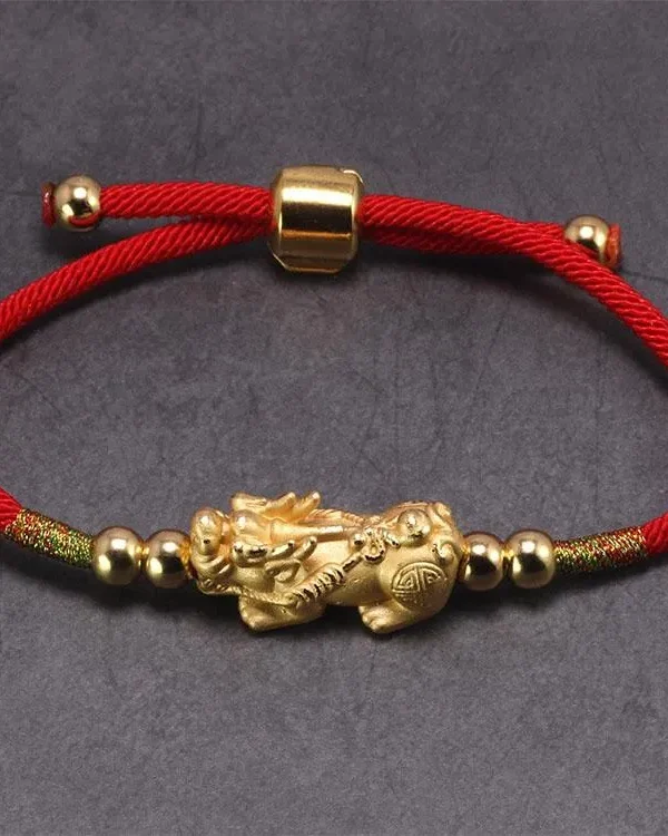 Feng Shui  Pixiu Red String Bracelet