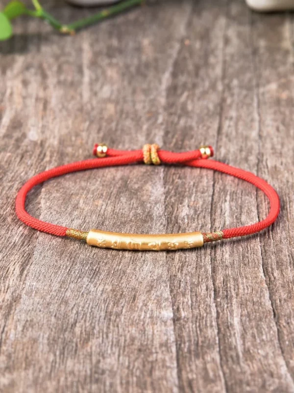 Tibetan Red String Bracelet - Buddhist Lucky Charm