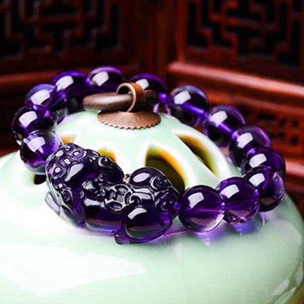 Buddha Stones Feng Shui Amethyst Fortune Wealth Bracelet - Image 3