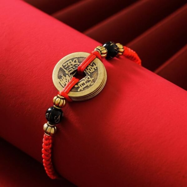 Chinese Lucky Coins Bracelet - Five Emperor Coins Feng Shui - Image 2