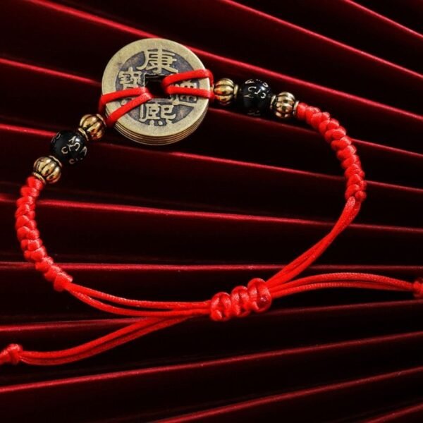 Chinese Lucky Coins Bracelet - Five Emperor Coins Feng Shui - Image 3