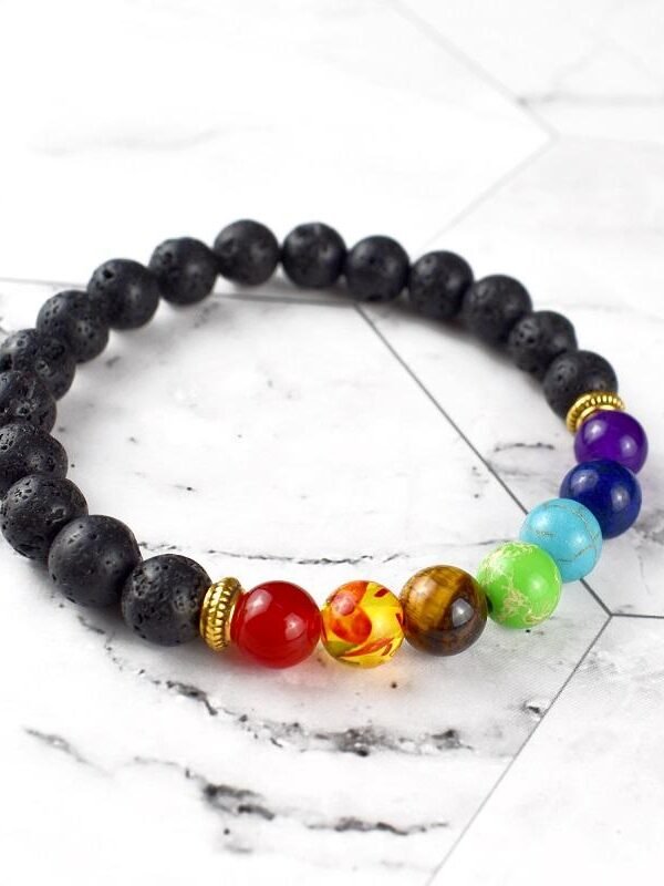 7 Chakra Lava Stone Bracelet - Essential Oil Diffuser