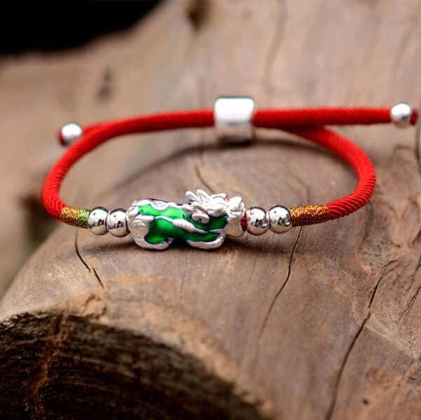 Temperature Color Changing Pixiu Bracelet - Handwoven Rope - Image 3