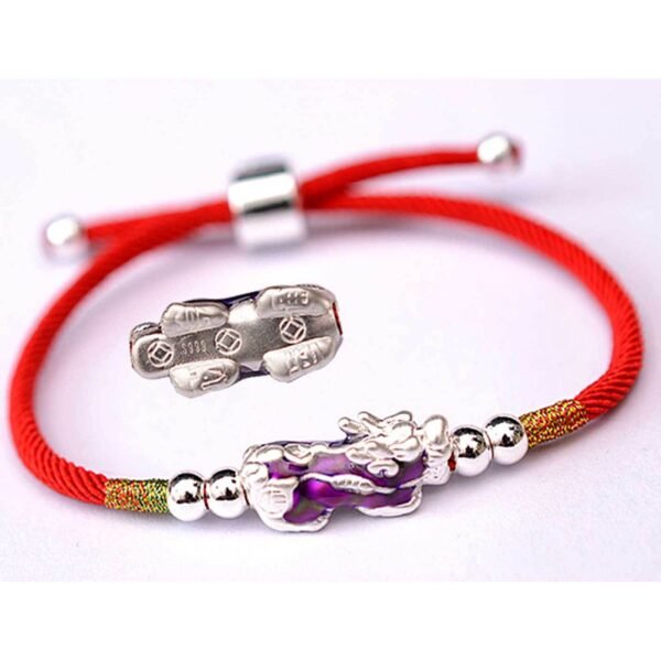 Temperature Color Changing Pixiu Bracelet - Handwoven Rope - Image 4