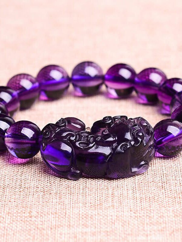 Buddha Stones Feng Shui Amethyst Fortune Wealth Bracelet